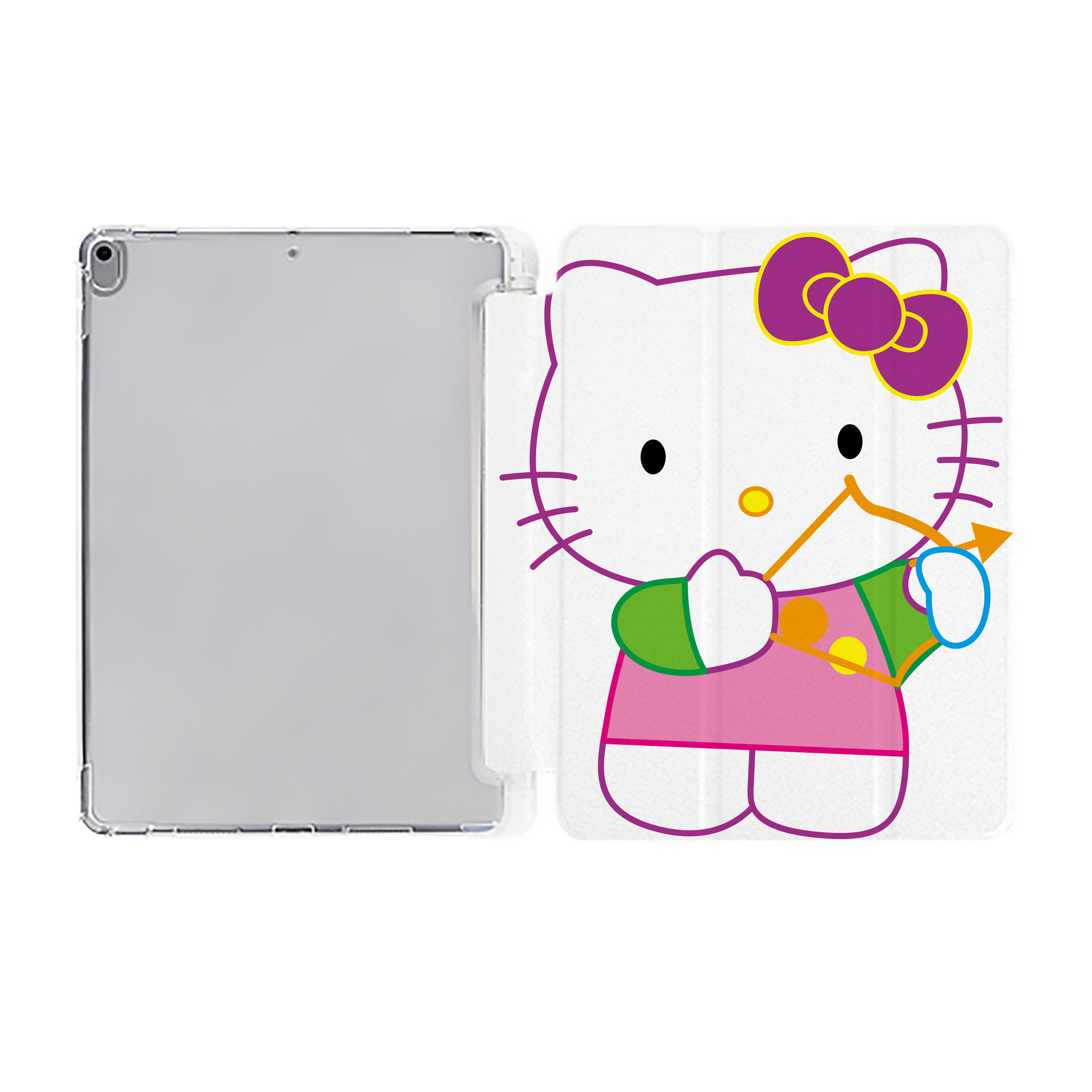 （画像用） Hello Kitty ハローキティ IPad ケース ペン収納付き 三つ折りスタンド PUレザー×シリコン 対応機種9.5/10.5/10.9インチ